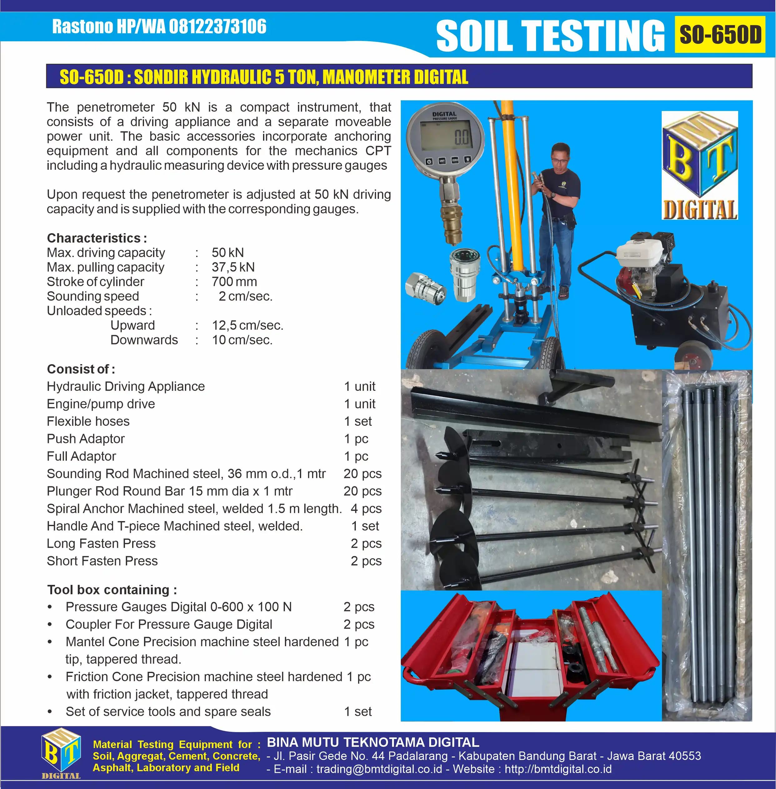 CPT WITH DIGITAL MANOMETER 2.5 - 5 - 10 TON